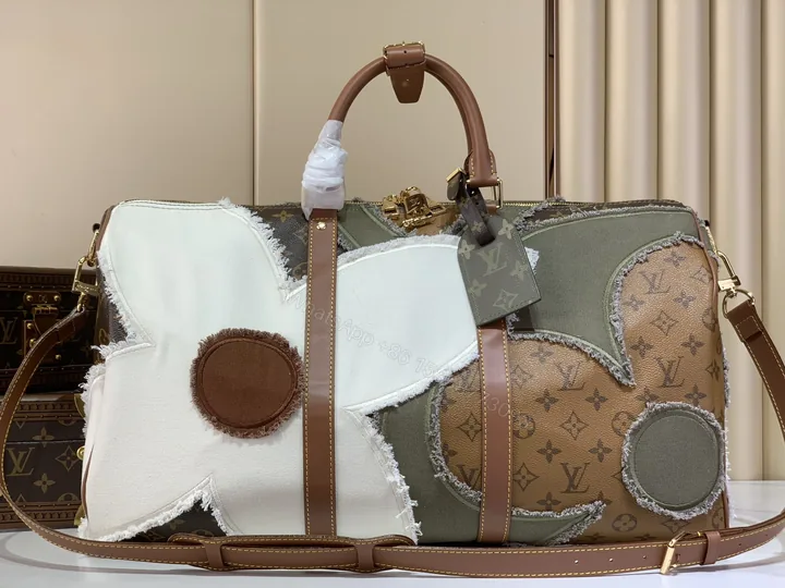 View 1 of LV 一比一 拼接設計旅行包 牛仔風手提單肩包 大容量款