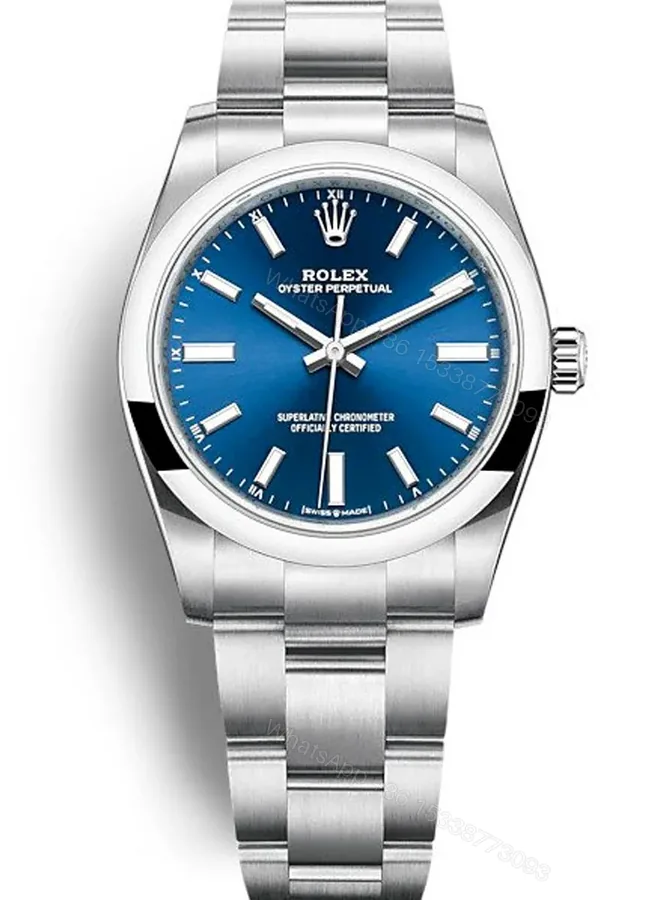 View 1 of Replica Rolex Oyster Perpetual Lady Blue Dial 124200 34 mm
