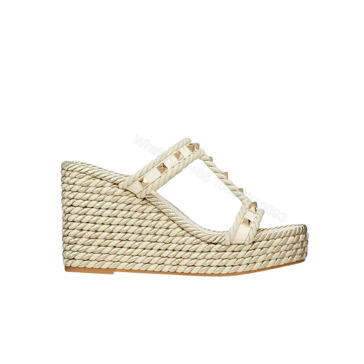 View 1 of VALENTINO ROCKSTUD LAMINATED NAPPA WEDGE SANDAL NATURAL 4W2S0GI5DYM YBS