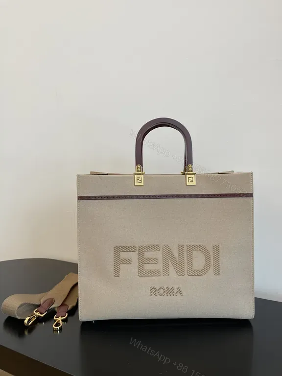 View 1 of Structured Canvas Tote by Fendi: Signature Hardware Tote