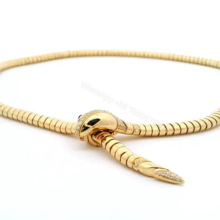 View 1 of Serpenti 18K Gold Diamond Tubogas Adjustable Size Necklace