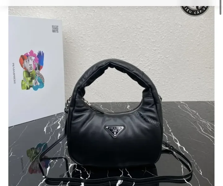 View 1 of Prada Soft Padded Nappa Leather Mini Bag in black