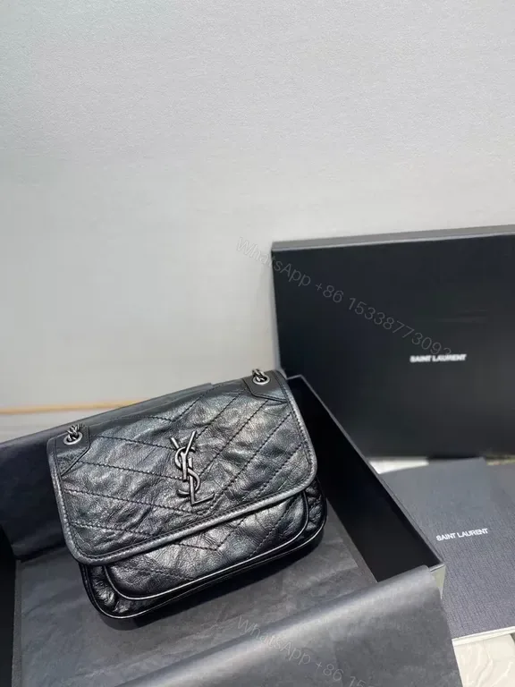 View 1 of Chic Quilted Leather Crossbody Bag with YSL Hardware