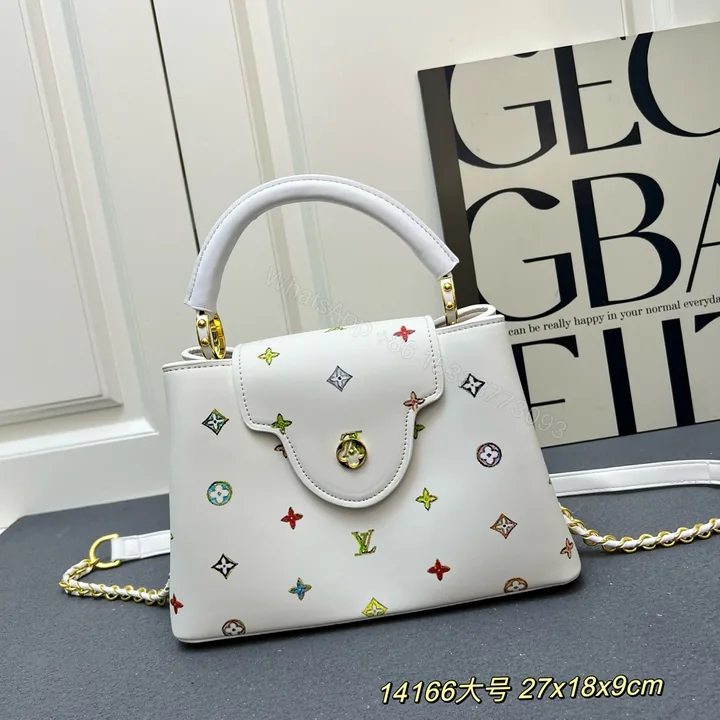 View 1 of LV A貨 14166 大號白色彩標手提包 27x18x9cm鏈條肩背包