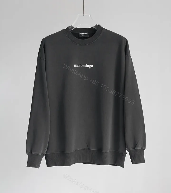 View 1 of Charcoal Cotton Minimalist Logo Sweatshirt with Elevated Details