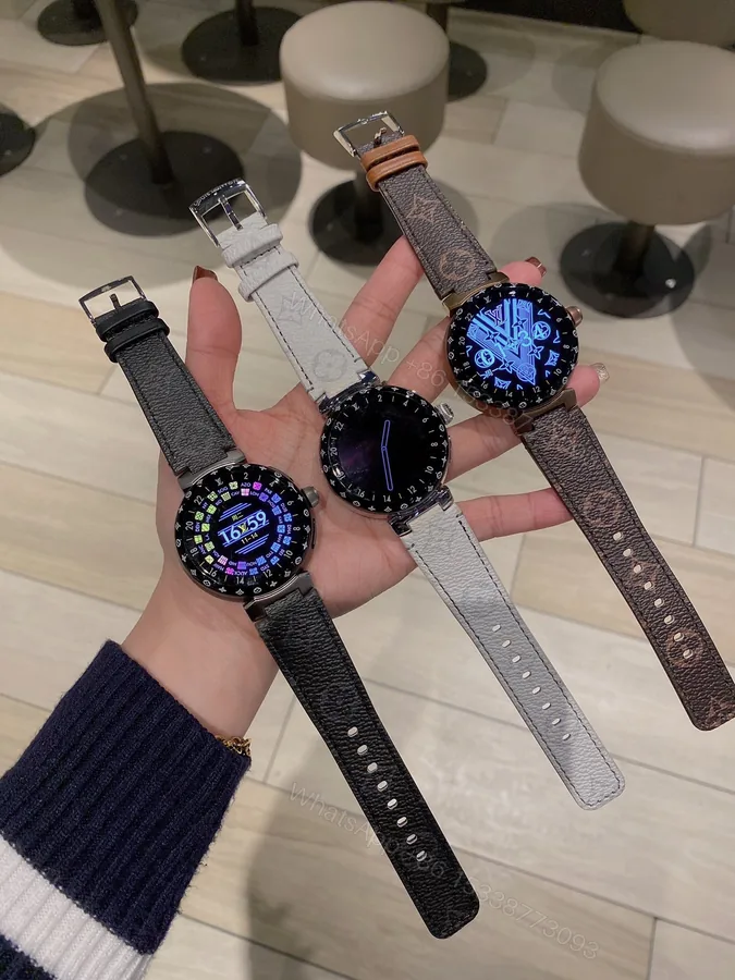 View 1 of LV黑色皮革智慧手錶 原單工藝復刻錶面設計 奢華高仿腕上科技單品