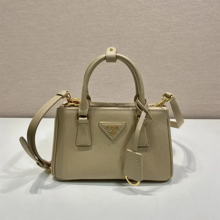 View 1 of 高仿Prada*Galleria系列1BA916紋理牛皮單肩包卡其色Mini免檢版