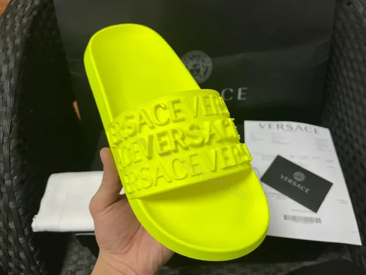 View 1 of Neon Versace Slide: Bold Color, All-Day Comfort (60 chars)