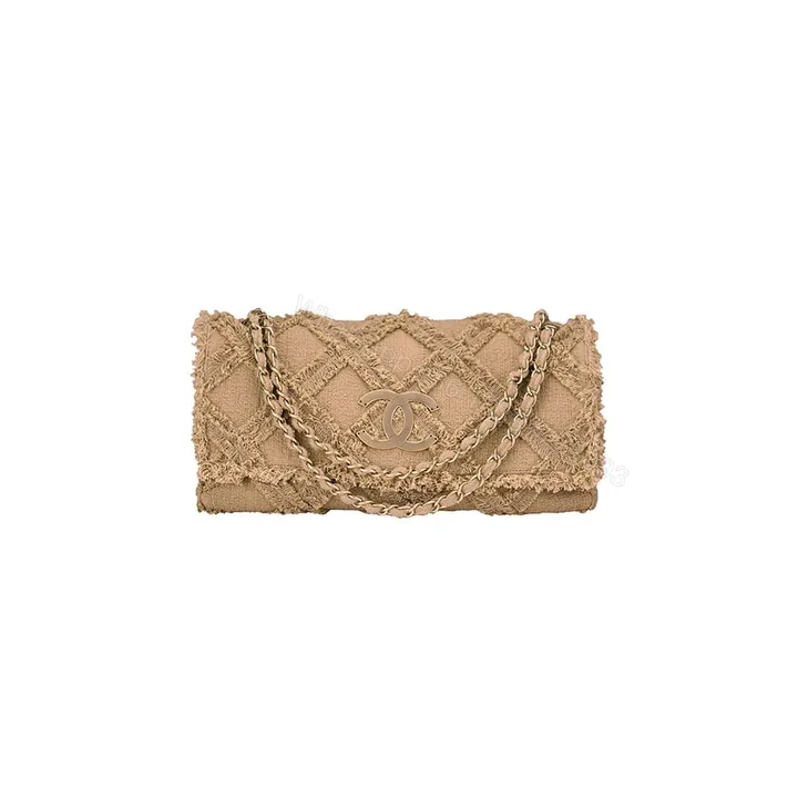 View 1 of Chanel Crochet Tweed Extra Large Flap Bag(HIGH-END GRADE)