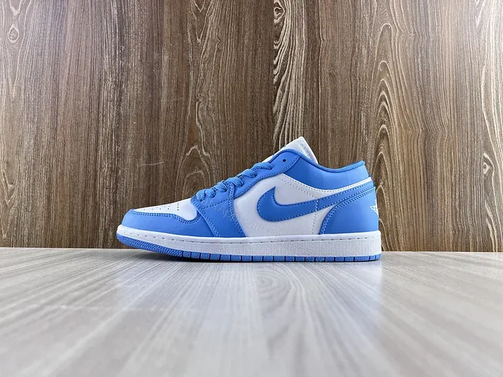 View 1 of Bold Two-Tone Leather Sneaker: Blue & White Luxury Shoes