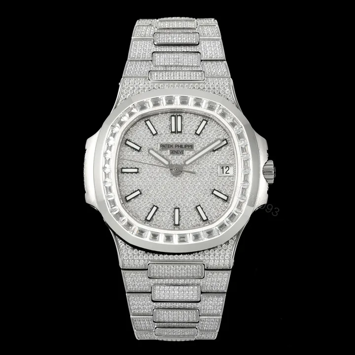 View 1 of Patek Philippe Nautilus 5711 BD1 Diamond Pavé Watch 40mm Full Diamond Bracelet Edition AMG-PP-BD1-5711-2600-DP