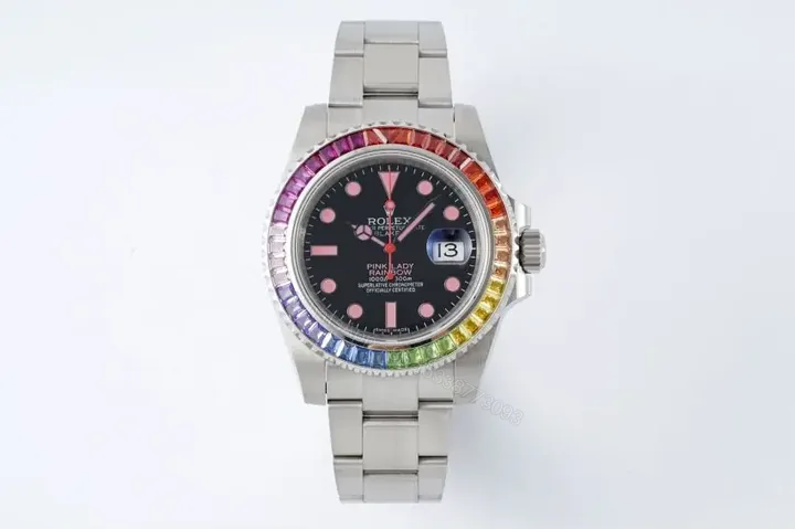 View 1 of Clean Factory RA Factory Pink Rainbow Rolex Submariner
