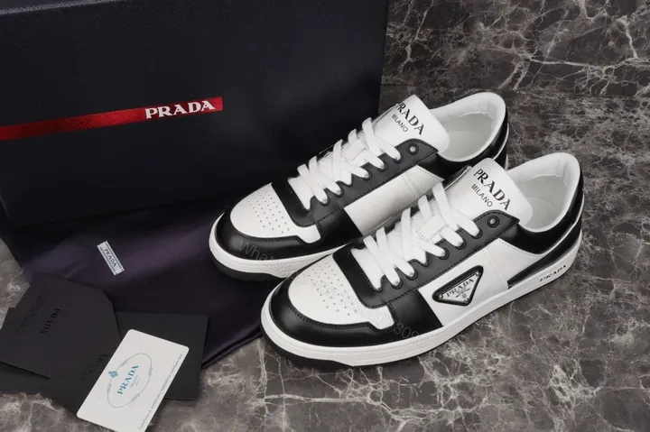 View 1 of Black & White Leather Low-Top Sneakers: Luxury Everyday Comfort