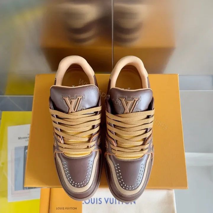 View 1 of Bold LV Leather Sneakers: Textured, Luxe, All-Day Comfort