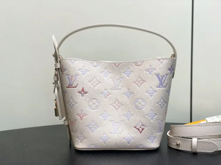 View 1 of Pastel Monogram Bucket Bag: Lux Everyday Elegance