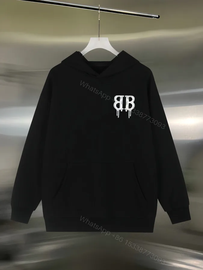 View 1 of Balenciaga高仿連帽衛衣男款雙B印花設計背面Logo黑色款