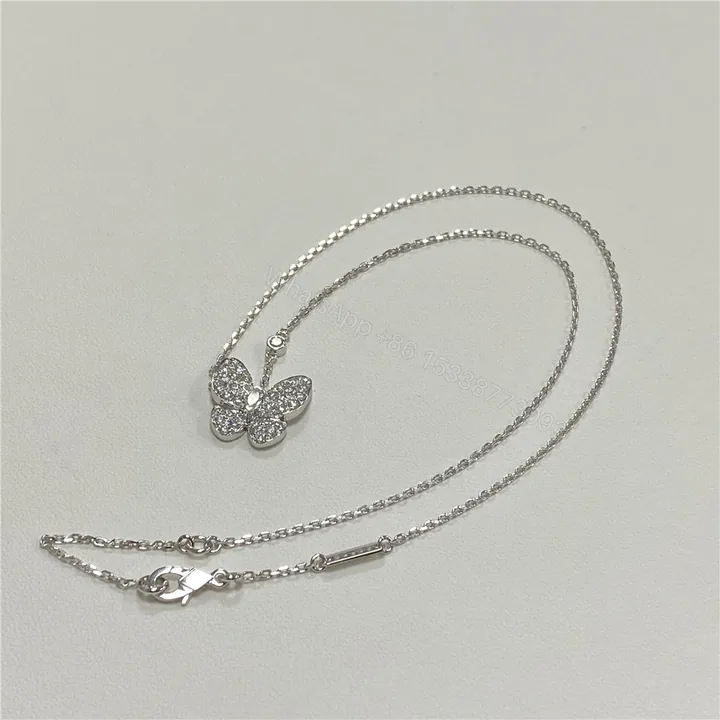 View 1 of Van Cleef 18k gold Diamond Butterfly Necklace VCARO3M400