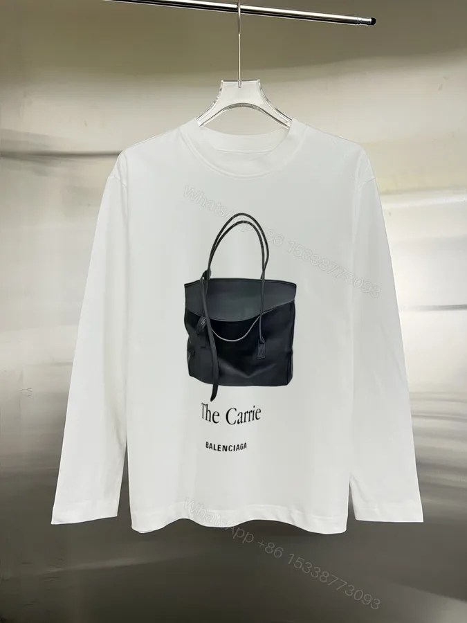 View 1 of Balenciaga 高仿長袖T恤男款 Carrie印圖 白色簡約百搭款