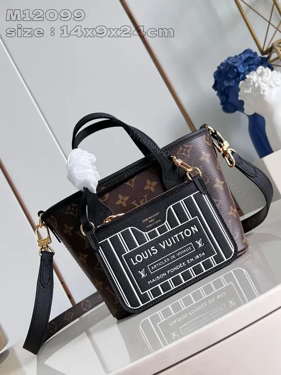 View 1 of Louis Vuitton-Inspired Monogram Carry: Compact Luxe Bag with Front Pocket