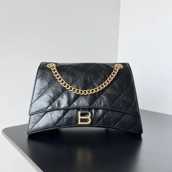 View 1 of 高仿BalenciagaCrush系列鏈條包黑金S