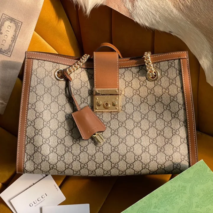 View 1 of Gucci Padlock Bag with Logo Pattern Gucci Replica 11 High Quality 35x23x14cm