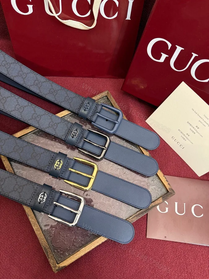 View 1 of Gucci一比一精品皮帶黑色壓紋款時尚低調風