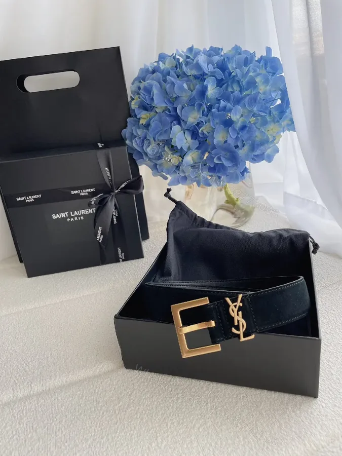 View 1 of Lux Black Leather Belt with Gold Buckle, Subtle Luxury Belt