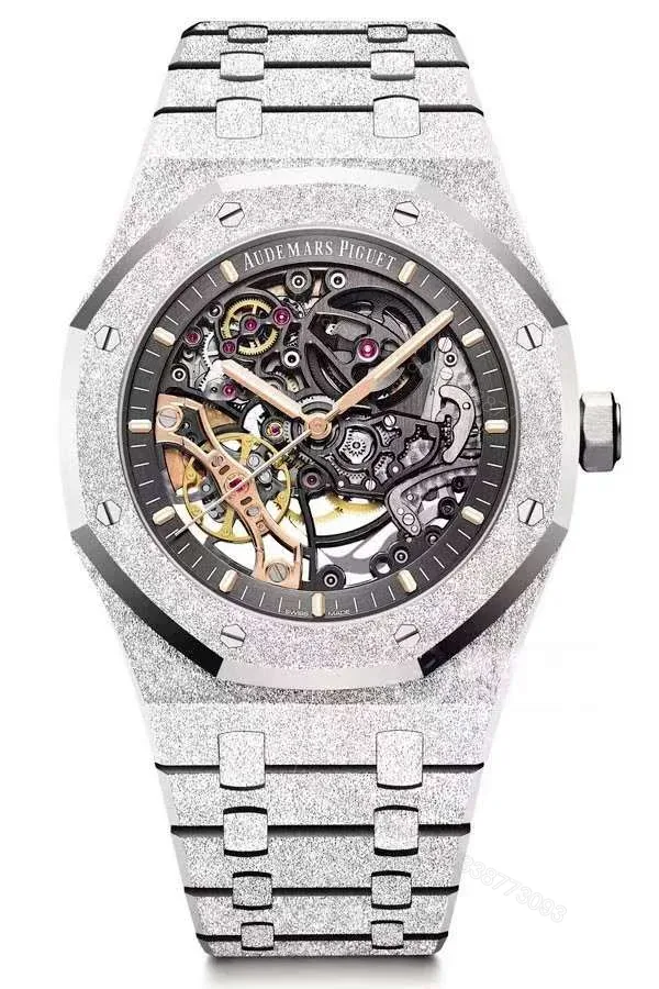 View 1 of Audemars Piguet Super Clone Royal Oak 15407 Frosted Gold Skeleton Dial 41MM