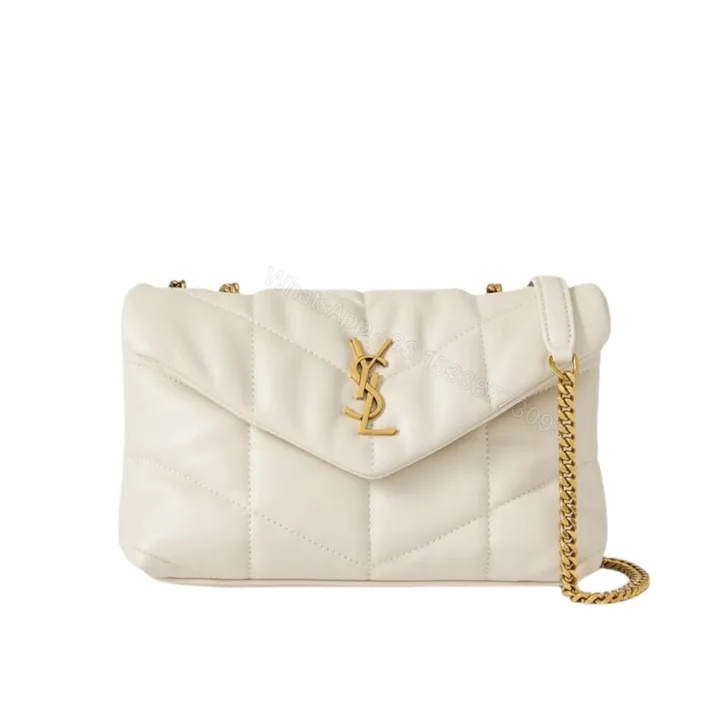 View 1 of Saint Laurent Loulou Puffer Small Shoulder Bag Soft Cream 28Cm