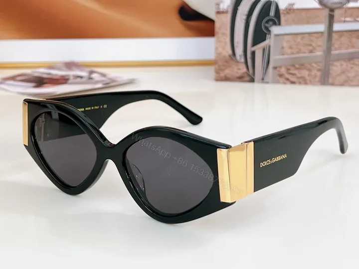 View 1 of Oversized Cat-Eye Sunglasses: Black, Gold Accents, Designer-Inspired