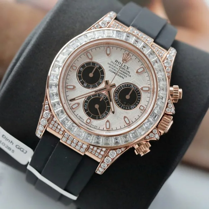 View 1 of Daytona 40mm Best Super Clone 18K Gold Wrapped + Moissanite Baguette Diamonds