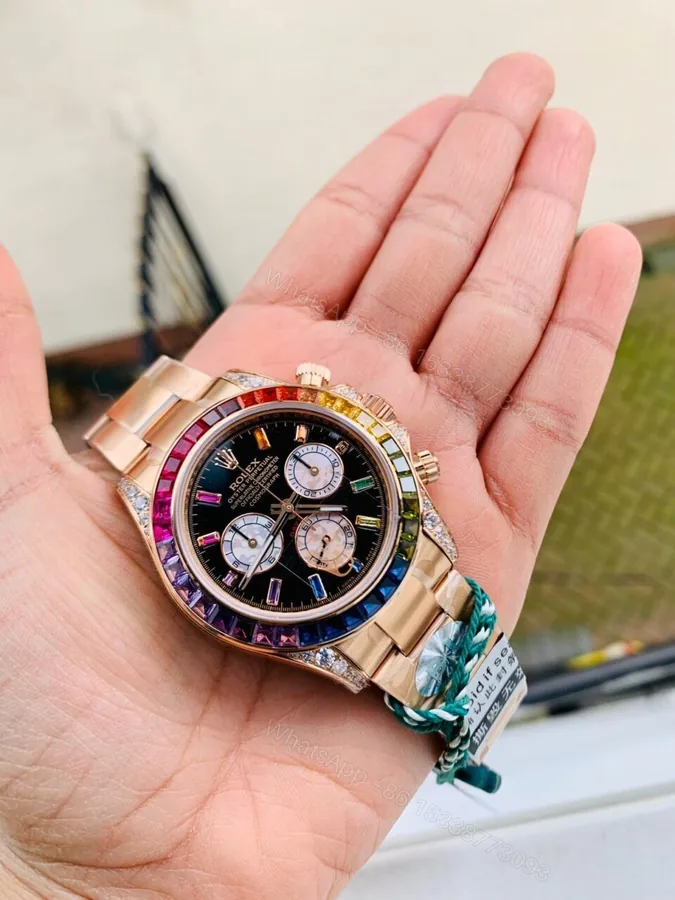 View 1 of BLF Factory 1:1 Rolex Daytona 116589RBOW YG Rainbow Crystal Best Edition Black Dial A4130
