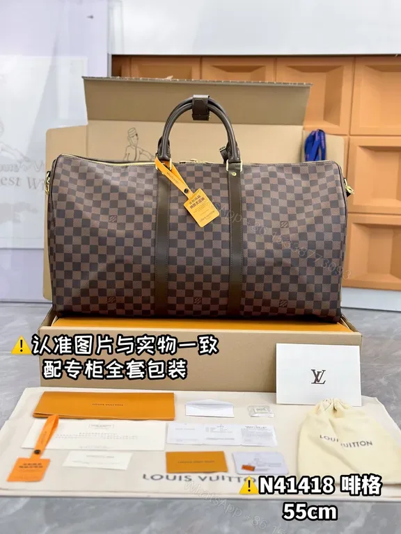 View 1 of Damier Ebene Keepall 55: Premium Travel Duffle with Everyday Versatility