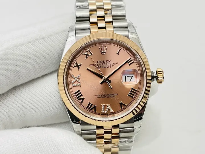 View 1 of Rolex Datejust 36 Stainless Stainless Steel – Everose – Fluted Rose Roman Diamond Jubilee 126231-0049