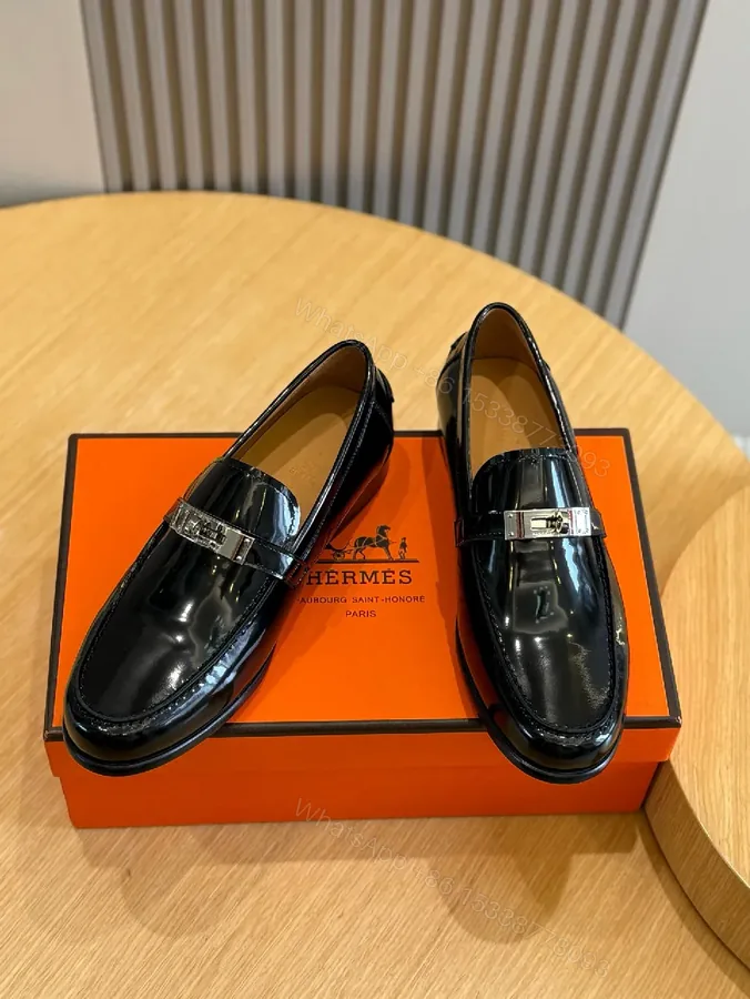View 1 of Elegant Patent Loafers with Signature Hardware