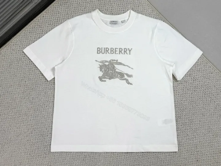 View 1 of White Cotton Tee with Metallic Crest Detailing, Premium Casual Style