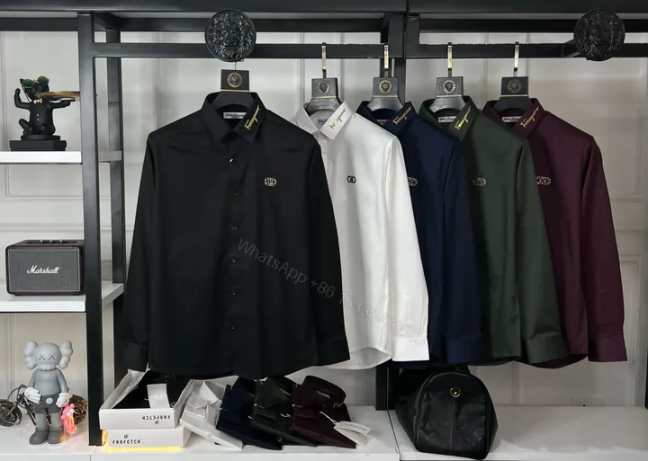 View 1 of First Copy Salvatore Ferragamo Imported Cotton Lycra Fabric Full Sleeve Shirts