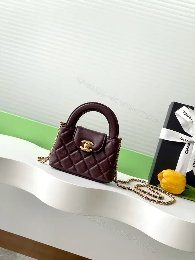 View 1 of Burgundy Quilted Lambskin Shoulder Bag - Luxe Everyday Style