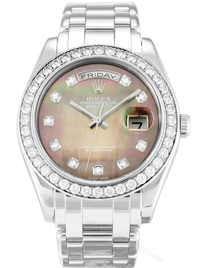 View 1 of Replica Rolex Day-Date Mother of Pearl – Black Dial 18946 36 mm
