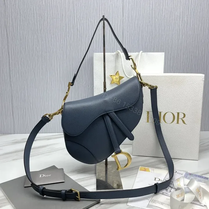 View 1 of Navy Leather Crossbody: Structured, Dior-Inspired Luxury Bag