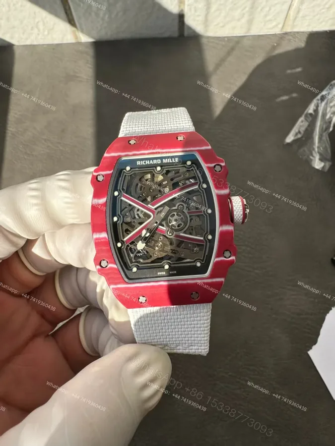 View 1 of Super Clone Richard Mille RM67-02 “Mutaz Barshim” Quartz TPT Skeleton Tourbillon 1:1 Replica Watch with White Strap