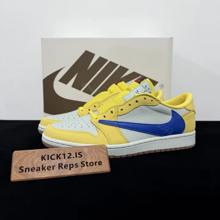 View 1 of Travis Scott x Air Jordan 1 Low OG Canary Reps