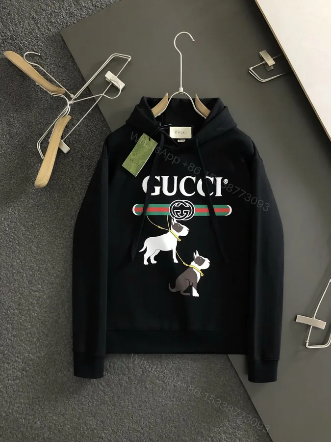 View 1 of Gucci A貨男士黑色印花衛衣 可愛法鬥圖案趣味十足人氣首選