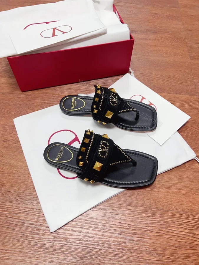 View 1 of Valentino Women Black Suede Studded Sandals