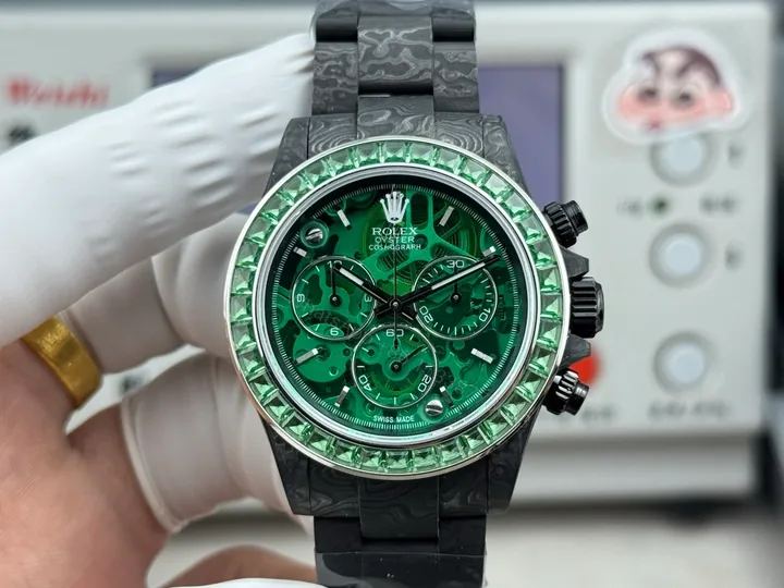 View 1 of Rolex Daytona Carbon Green Replica 40MM Exclusive Carbon Fiber Strap Skeleton Dial Edition ROLEX-DAYTONA-CARBON-40-GREEN-SKELETON