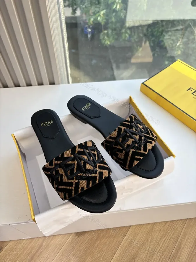 View 1 of Patterned Monogram Strap Slide Sandals - Luxe Comfort