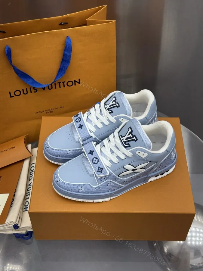 View 1 of Light-Blue Luxe High-Tops: Designer-Inspired Comfort Sneakers