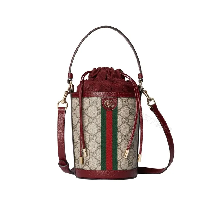 View 1 of Gucci Ophidia Mini Bucket Bag Beige And Dark Red 20Cm