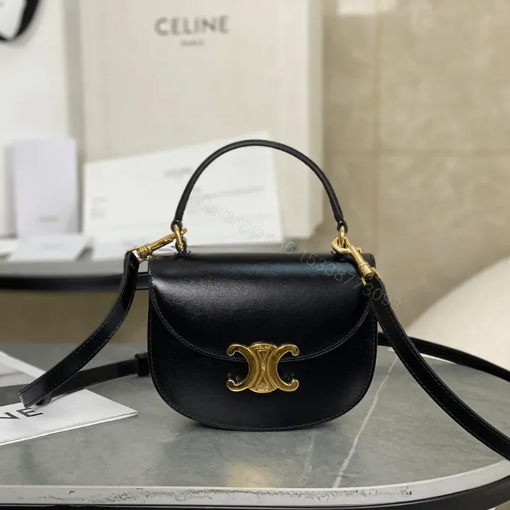 View 1 of Celine Handle Black Wrinkled Leather 15.5×11.5x5cm