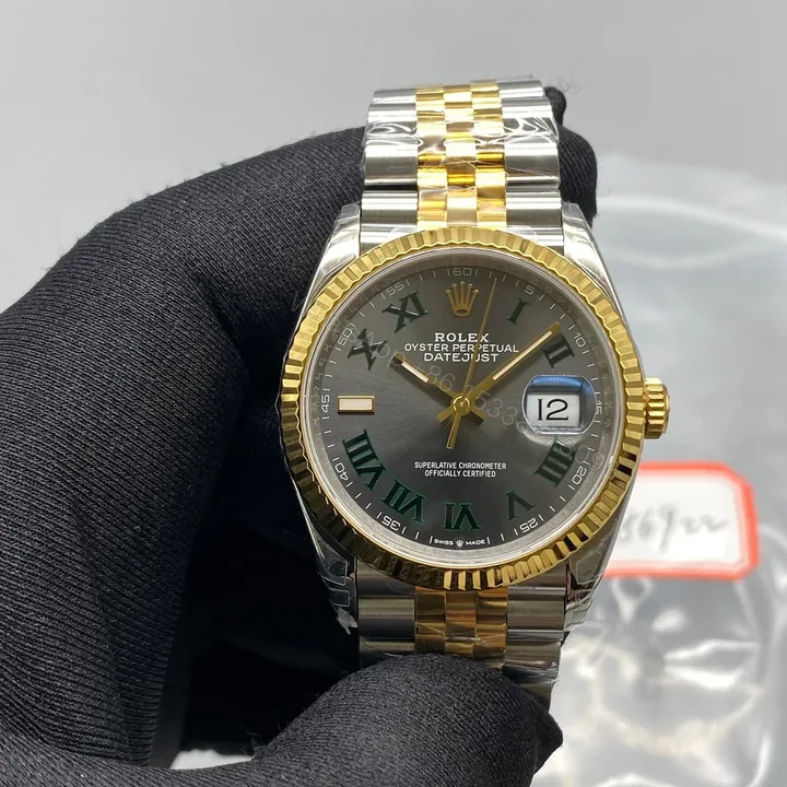 View 1 of Datejust 36mm 126233 Clean Gray Dial Green Roman on SS/YG Jubilee Bracelet Super Clone